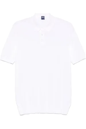 FEDELI Top, Herre, Hvid, XL, Uld, Hvid Kortærmet Knaptrøje