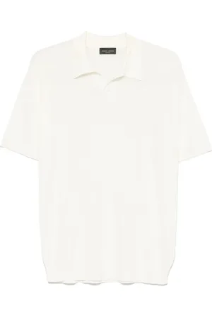 Roberto Collina Top, Herre, Hvid, 2XL, Ecru Polo Krave Sweater Korte Ærmer