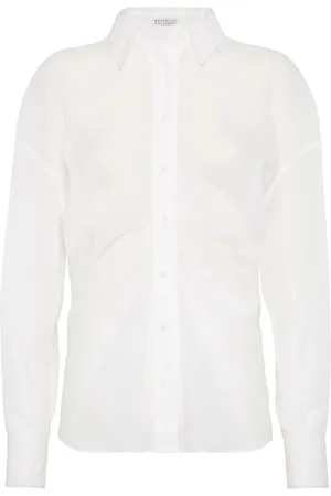 Brunello Cucinelli Bluser & Skjorter, Dame, Hvid, S, Hvid Klassisk Krave Skjorte