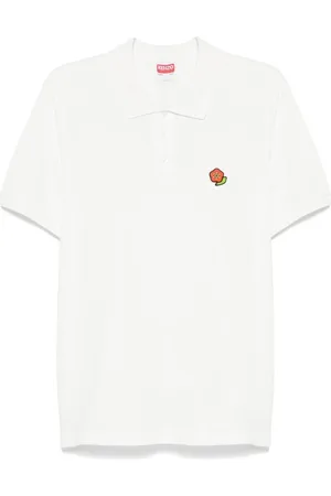 Kenzo Top, Herre, Hvid, M, Bomuld, Hvid Polo Sweater med Logo Broderi