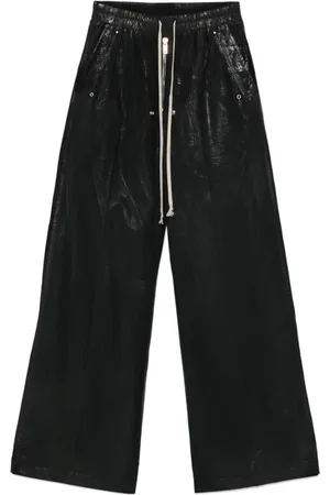 Rick Owens Bukser, Dame, Sort, S, Mørk skygge elastiske snøre bukser