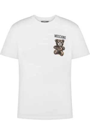 Moschino Top, Herre, Hvid, S, Bomuld, Hvid Teddy Bear Crew Neck T-shirt