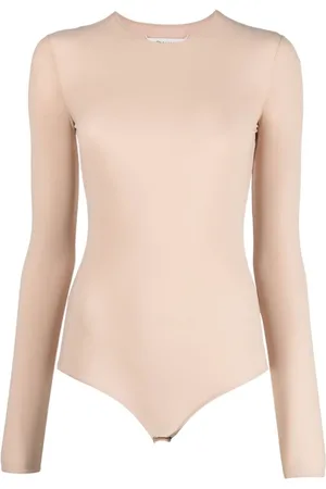Maison Margiela Top, Dame, Lyserød, XS, Uld, Lyserød sømløs langærmet bodysuit