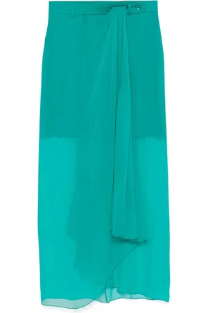 Alberta Ferretti Nederdel, Dame, Grøn, L, Uld, Teal Nederdel Med Sidelukning