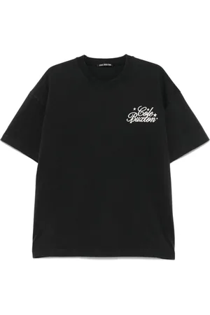 Cole Buxton Top, Herre, Sort, XL, Sort Logo Print Crew Neck T-shirt
