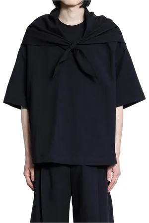 STUDIO NICHOLSON Top, Herre, Sort, M, Bomuld, Tørklæde T-shirt med Aftagelig Slips