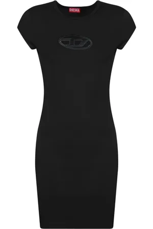 Diesel Kjole, Dame, Sort, M, Uld, Sort Kjole Elegant Kort Ærme