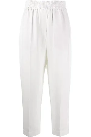 Brunello Cucinelli Bukser, Dame, Hvid, S, Elastisk talje Tapered Leg Bukser