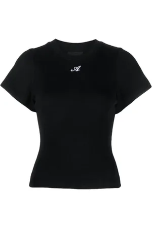 Axel Arigato Top, Dame, Sort, M, Bomuld, Sort Logo Broderet Crew Neck T-shirt