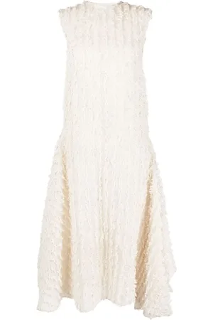 Calcaterra Kjole, Dame, , 2XS, Frayed Trim Silkekjole Midi