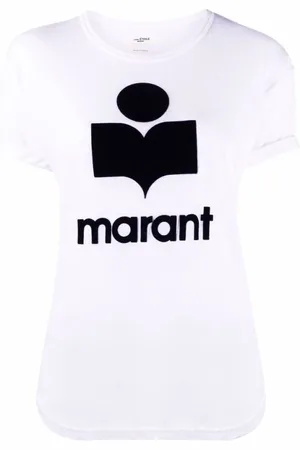 Isabel Marant Top, Dame, Hvid, XS, Uld, Koldi Linen Logo T-Shirt