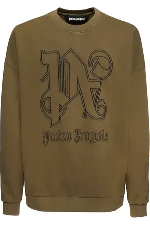 Palm Angels Sweathshirts & Hoodies, Herre, Brun, L, Bomuld, Brun Sweater Langærmet Bomuld