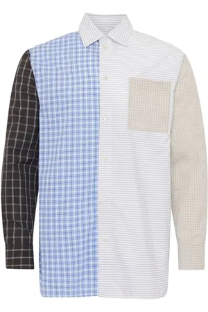 J.W.Anderson Skjorte, Herre, Flerfarvet, XL, Bomuld, Patchwork bomuldsskjorte med klassisk krave