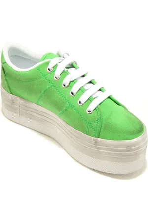 Jeffrey Campbell Sko, Dame, Grøn, 40 EU, Uld, Vintage Slip-On Canvas Kile Sneakers