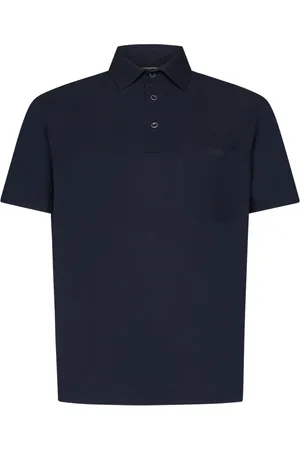 HERNO Top, Herre, Blå, XL, Bomuld, Blå kortærmet poloshirt til afslappet udflugt