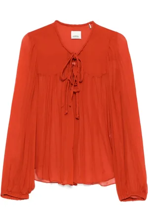 Isabel Marant Bluser & Skjorter, Dame, Rød, S, Rød Plisseret Langærmet Top