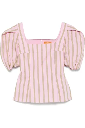 STINE GOYA Bluser & Skjorter, Dame, Lyserød, M, Rosa Smocked Panel Sweater