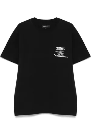 Purple Brand Top, Herre, Sort, S, Sort Crew Neck T-shirt med Cut-out Detaljer