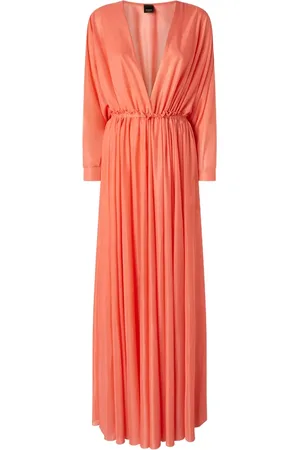 Pinko Kjole, Dame, , S, Ruffled V-Neck Coral Kjole