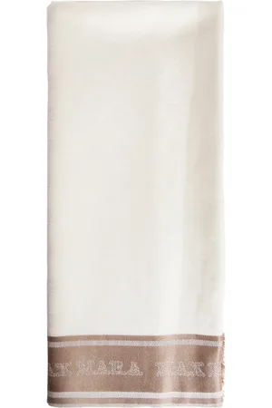 Max Mara Tilbehør, Dame, , ONE SIZE, Uld, Hasselnøddebrun Silkeblandet Jacquard Tørklæde
