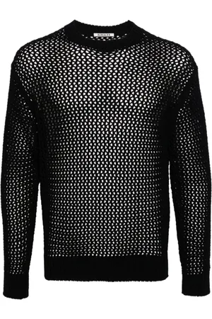Auralee Strik, Herre, Blå, 2XL, Bomuld, Round-neck Knitwear
