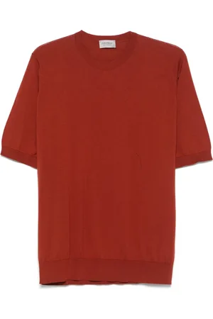 JOHN SMEDLEY Top, Herre, Rød, S, Bomuld, Rust Rød Crew Neck T-shirt