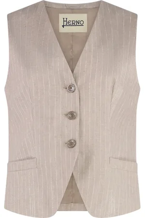 HERNO Jakke, Dame, , M, Bomuld, Casual Linen Blend Vest with Pockets