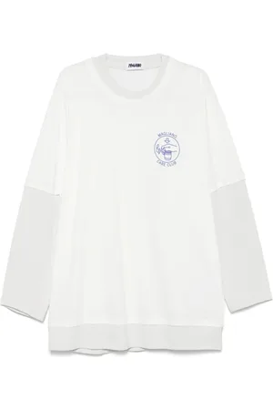 MAGLIANO Top, Herre, Hvid, M, Hvid Crew Neck Logo Print Sweater