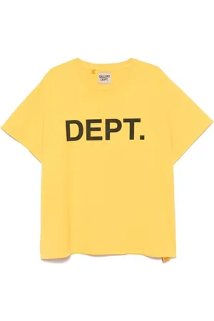 GALLERY DEPT. Top, Herre, Gul, XL, Bomuld, Gul Bomuld Logo Print T-shirt