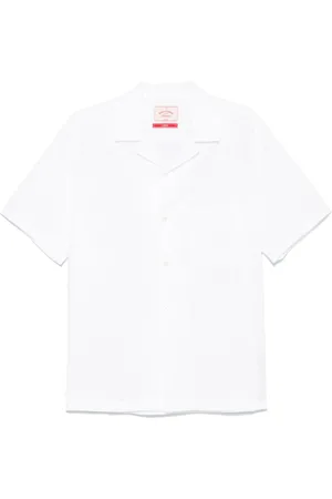 Portuguese Flannel Skjorte, Herre, Hvid, XL, Uld, Hvid Flannel Skjorte Camp Krave Korte Ærmer