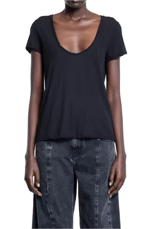 James Perse Top, Dame, Sort, S, Bomuld, Sort Bomuld Afslappet Tee Skjorte