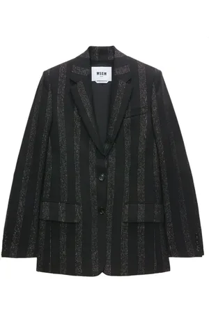Msgm Jakke, Dame, Sort, XS, Uld, Skræddersyet sort uldjakke med lurex
