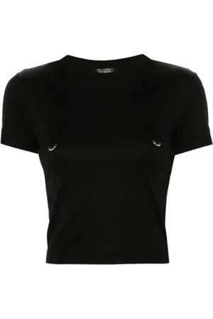 MUGLER Top, Dame, Sort, S, Klassisk Sort T-shirt