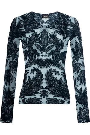 Etro Top, Dame, Flerfarvet, 2XS, Uld, Paisley Print Crew Neck Langærmet