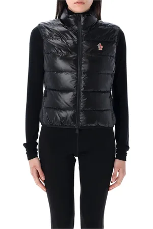 Moncler Jakke, Dame, Sort, L, Nylon, Sort Polstret Zip-up Jersey Gilet