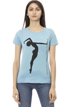 Trussardi Top, Dame, Blå, M, Bomuld, Chic Blå Kortærmet Tee