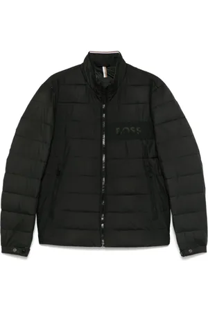 HUGO BOSS Jakke, Herre, Sort, 3XL, Uld, Sort Lynlås Front Logo Yderbeklædning