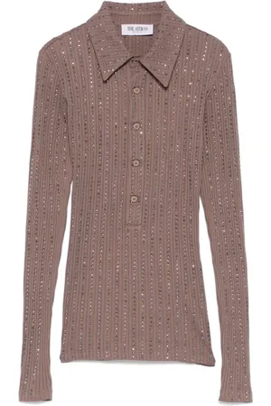 The Attico Strik, Dame, Brun, S, Brun Button-Up Sweater