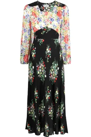 RIXO London Kjole, Dame, Flerfarvet, S, Blomstret V-hals A-linje Kjole