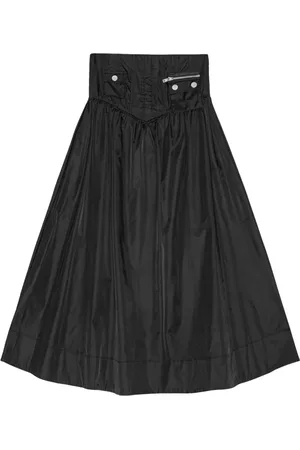 Ganni Nederdel, Dame, Sort, S, Nylon, Lang lomme nederdel i nylon