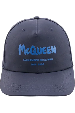 Alexander McQueen Tilbehør, Herre, Blå, M, Polyester, Blå Logo Print Justerbar Hat