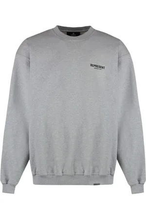 Represent Sweathshirts & Hoodies, Herre, Grå, L, Bomuld, Melange Logo Print Crew Neck Sweater