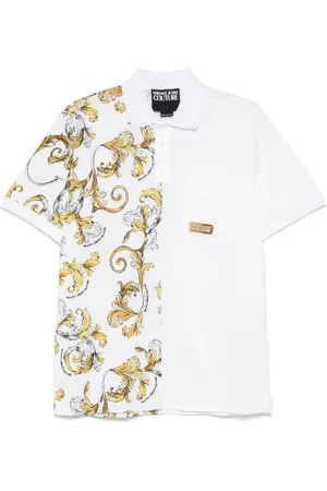 VERSACE Top, Herre, Hvid, 2XL, Hvid Kortærmet Knappesweater