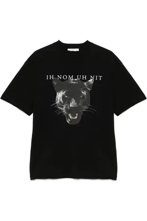 Ih Nom Uh Nit Top, Herre, Sort, S, Sort Logo Print Crew Neck T-shirt