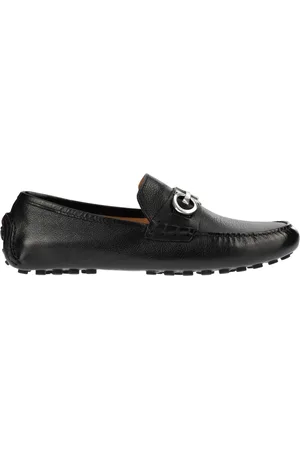 Salvatore Ferragamo Sko, Herre, Sort, 41 1/2 EU, Læder, Sort Læder Drivers Moccasins