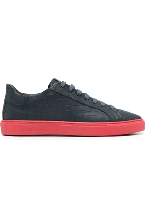 HIDE&JACK Sko, Herre, Blå, 42 EU, Læder, Marineblå Krokodilleeffekt Lædersneakers
