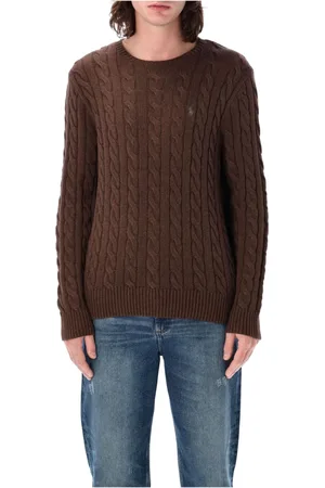 Ralph Lauren Strik, Herre, Brun, L, Bomuld, Cable Knit Sweater