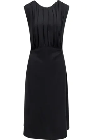 Jil Sander Kjole, Dame, Sort, L, Sort Draperet Kjole Lynlåslukning