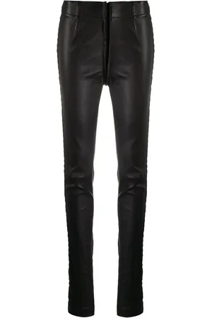 ANN DEMEULEMEESTER Bukser, Dame, Sort, 2XS, Læder, Smalle sorte læderbukser
