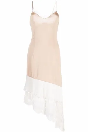 Vetements Kjole, Dame, , S, Blush/Hvid Blonderet Asymmetrisk Slip Kjole